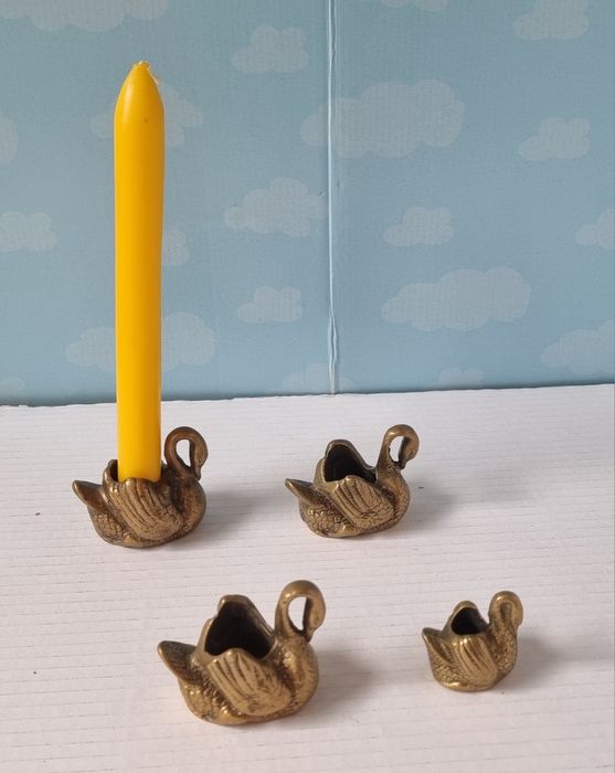 Lot rățuște și lebede din bronz/alamă