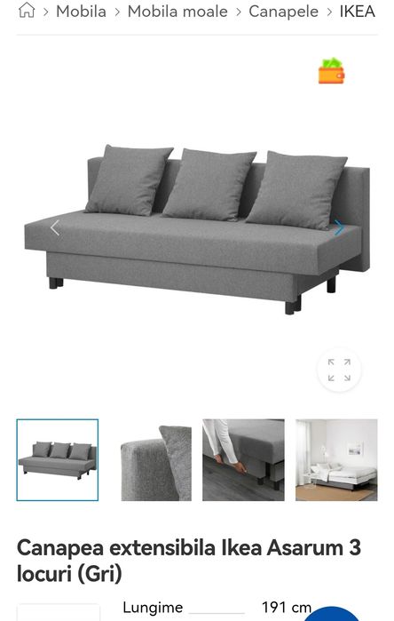 Canapea extensibila Ikea Asarum