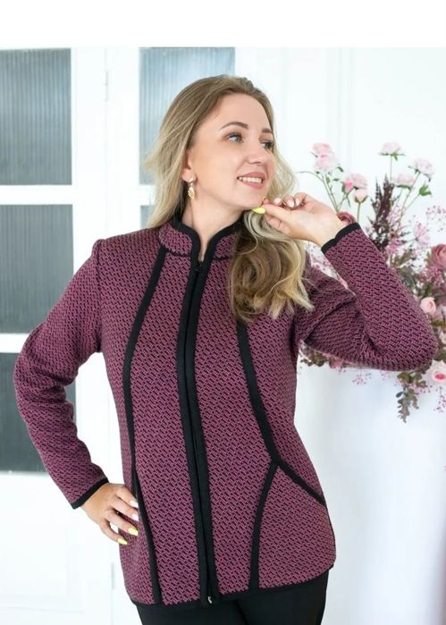 Кофта женская, вязаная, на молнии