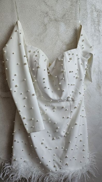 Rochie eleganta de cununie -  perle & pene