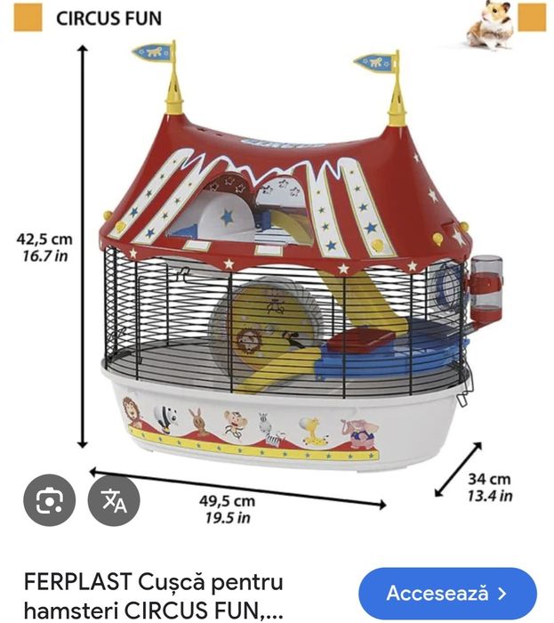 Cușcă hamsteri circus stare perfectă 150lei