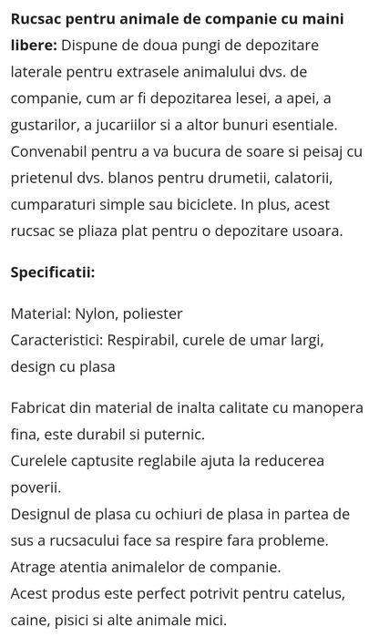 Ruscac transport animale de companie,  Nou, pana la 15kg