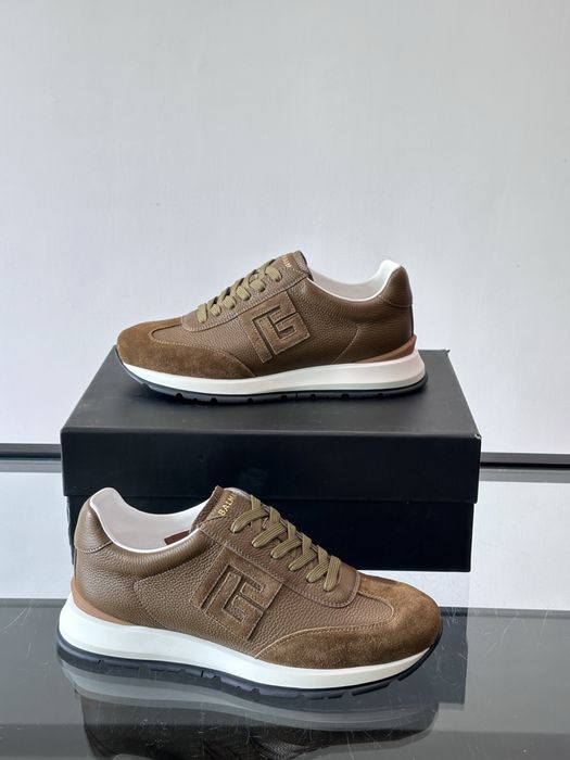 Balmain Monogram Runner Sneaker "Brown Leather"