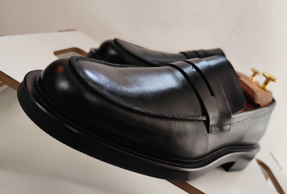 Pantofi loafer 44 44.5 penny ZARA NOI piele naturala negru