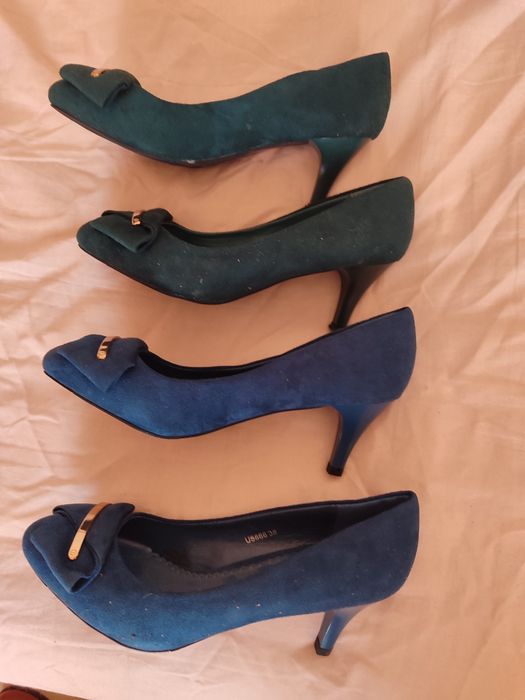 Дамски обувки с тънко токче 5см  за пролет и есен от еко велур