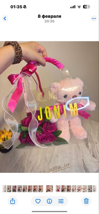 8 martga ideal podarkala sovgalar gul uzuk jonim yozuvli quyoncha ayiq