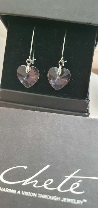 Cercei culoare auriu cu cristale în formă de inimă