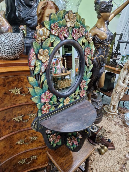 Много старо английско антикварно дървено огледало