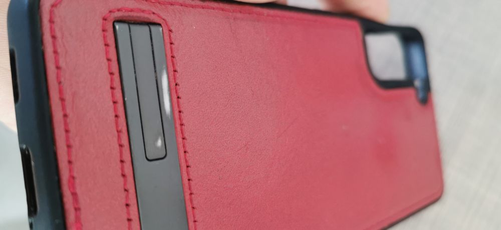 Husa premium Samsung Galaxy S21 FE, piele maturata, Hand made, rosu,