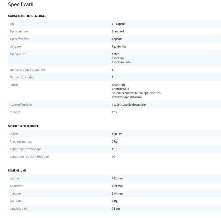 Espressor KRUPS Bluetooth Nespresso Vertuo Next XN910510,1500W,19 Bar