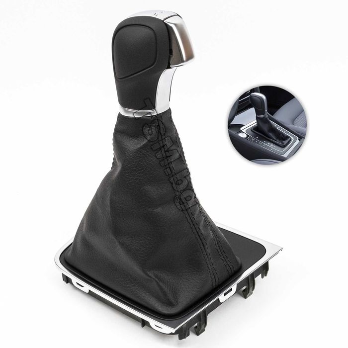 Кожена Топка Скоростен Лост с Маншон и Рамка Конзола с Електроника за VW GOLF 7 DSG Автоматик Голф VII TDI GTI GTD R-Line 4Motion Alltrack Hatchback