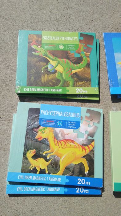 НАМАЛЕНИЯ! 6 модела магнитни пъзели с динозаври с магнитни корици