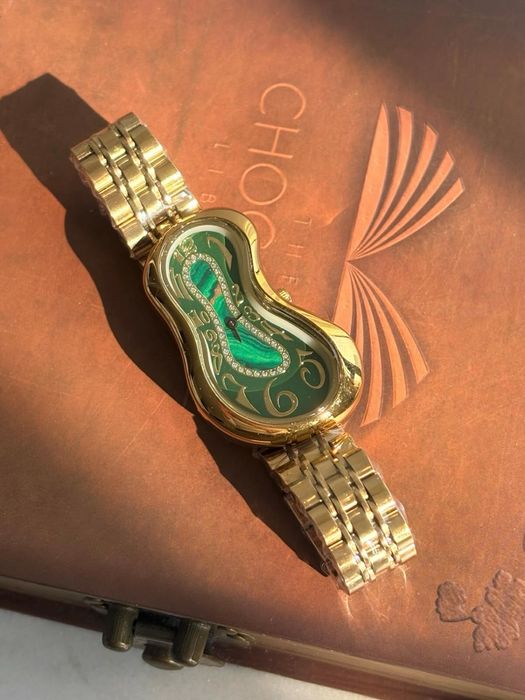 Ceas Elegant de Dama Auriu si Verde,Melting Watch Salvadore Dali Style