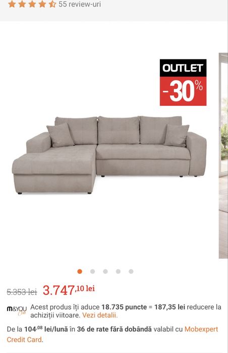 Canapea extensiliba stil colțar , ca noua