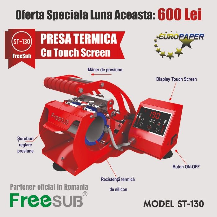 Presa termica pentru cani ST-130 - personalizare prin sublimare cani
