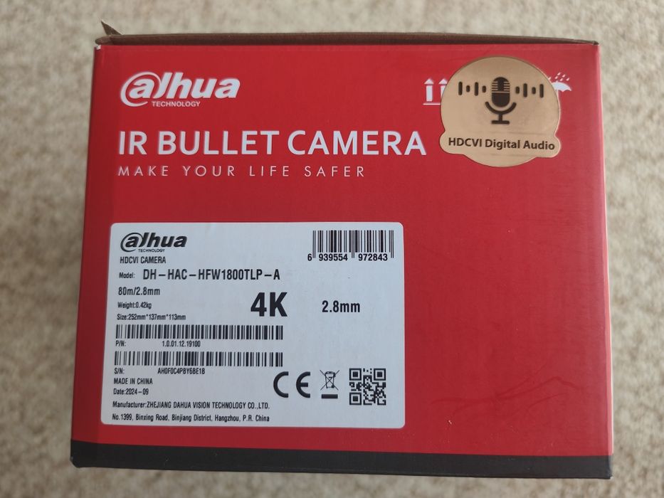 Camera supraveghere Dahua HDCVI 4K IR 80metri cu microfon pentru DVR