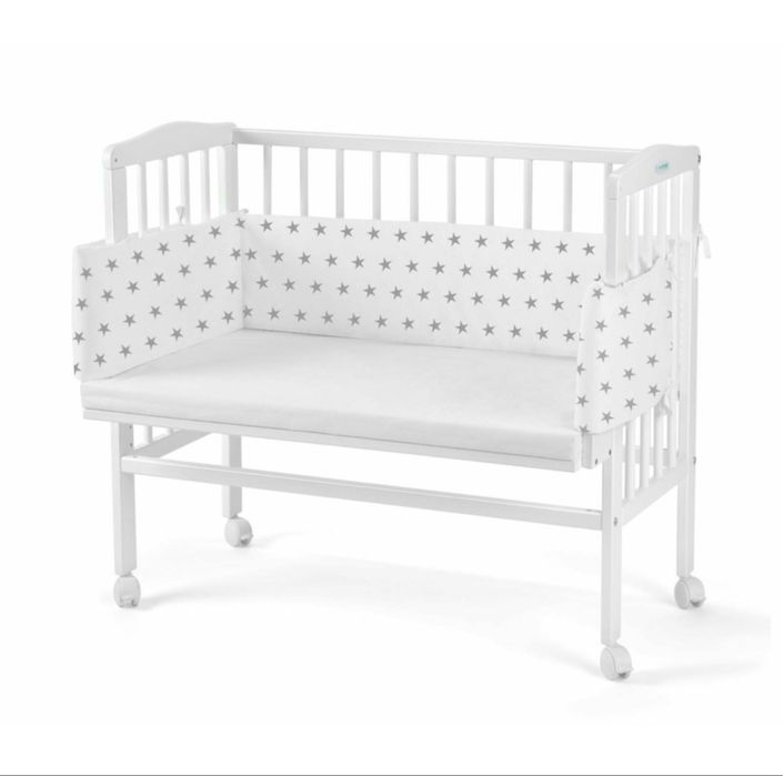 Pătuţ Co-Sleep Alb, + 2 lenjerii complete cadou