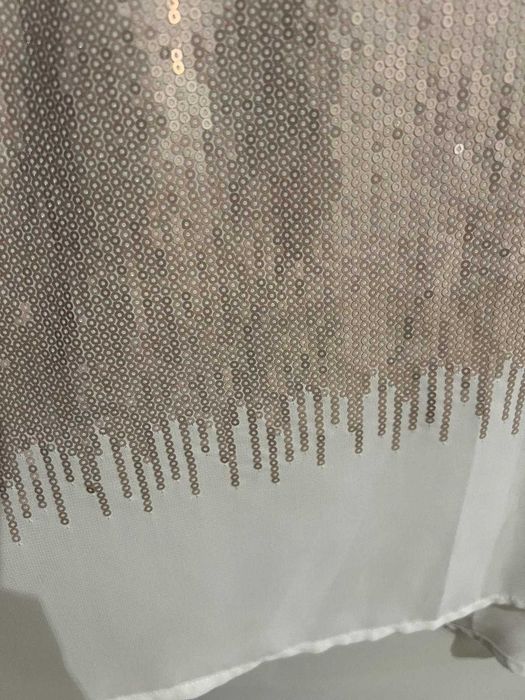 maiou tricou top alb cu paiete aurii H&M marimea 34 XS