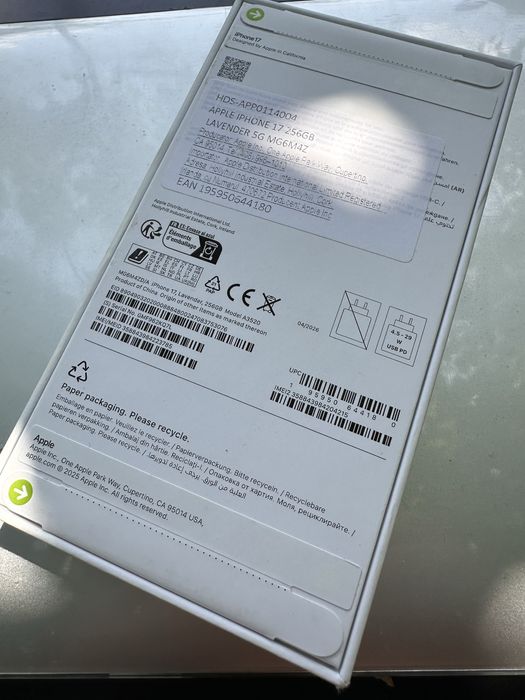 iPhone 17 256GB Lavender / Mov -   Sigilat Factura Garantie Necodat Nou