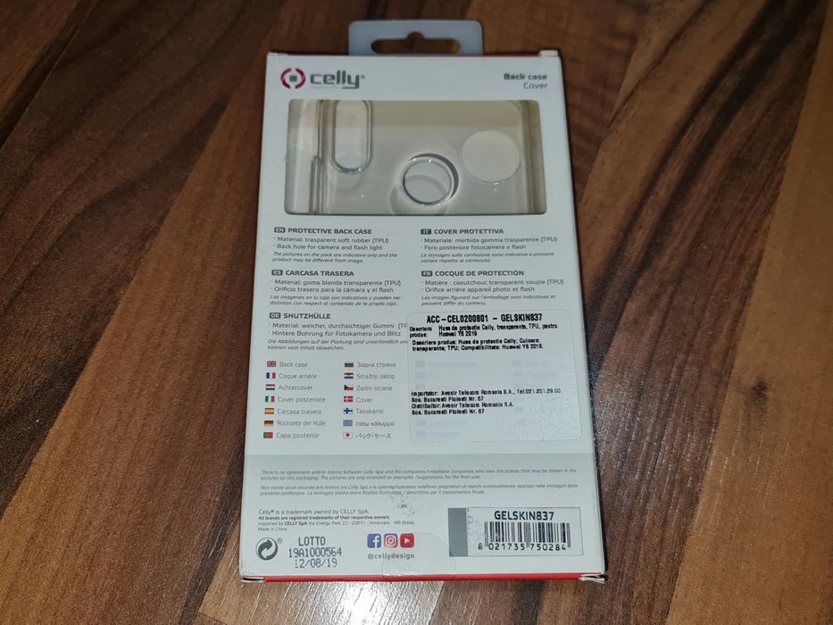 Husa silicon originala Celly Gelskin Back Case Huawei Y6 2019 Y6s 2019