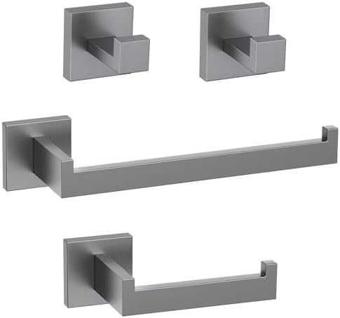 Нов Комплект аксесоари за баня 4 части неръждаема стомана 304 Поставка за хартия кърпа куки