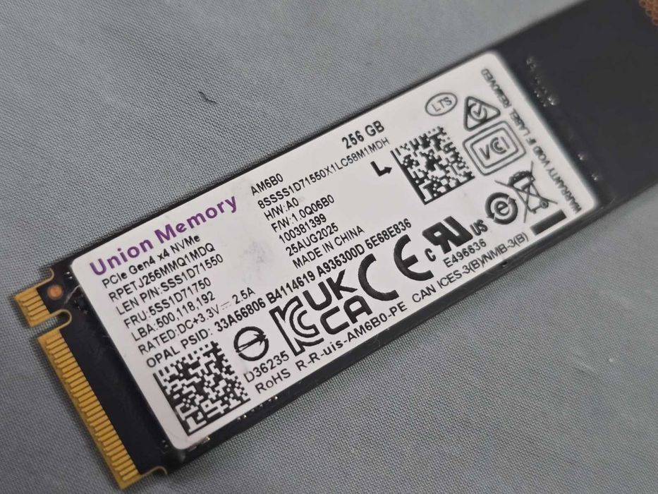 Solid State Drive SSD M.2 NVMe Union Memory 256GB PCIe Gen4 x4 M.2 2280
