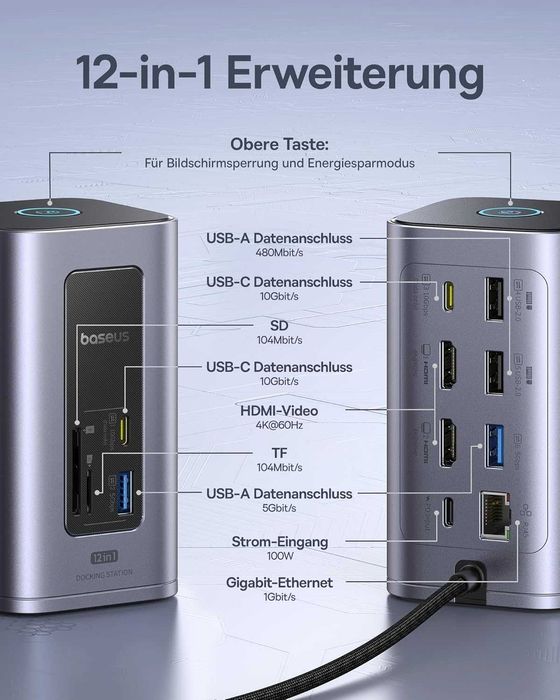Докинг станция Baseus USB-C Nomos Air 12 в 1