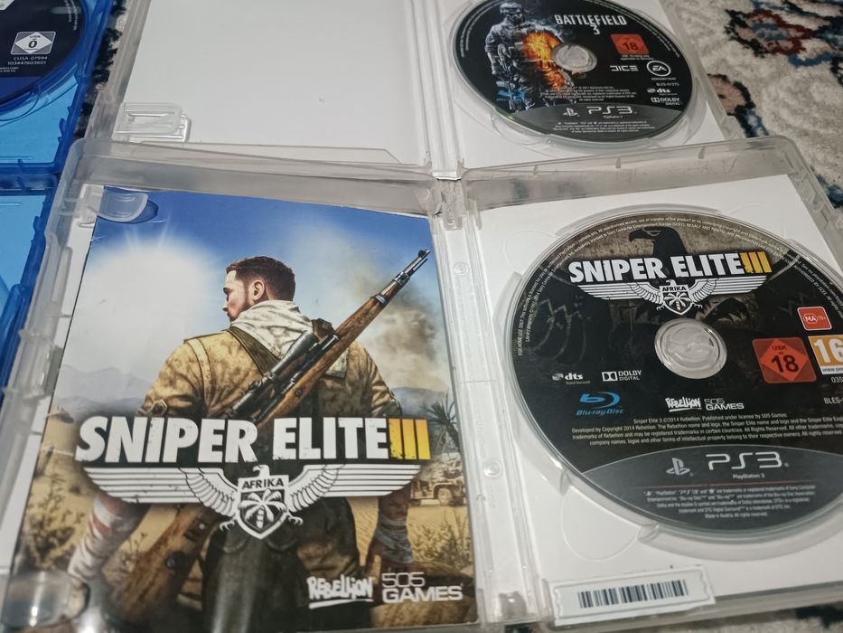Gof Of War PS4, Fifa18 PS4, Battlefield 4 PS3, Sniper elit lll Disk