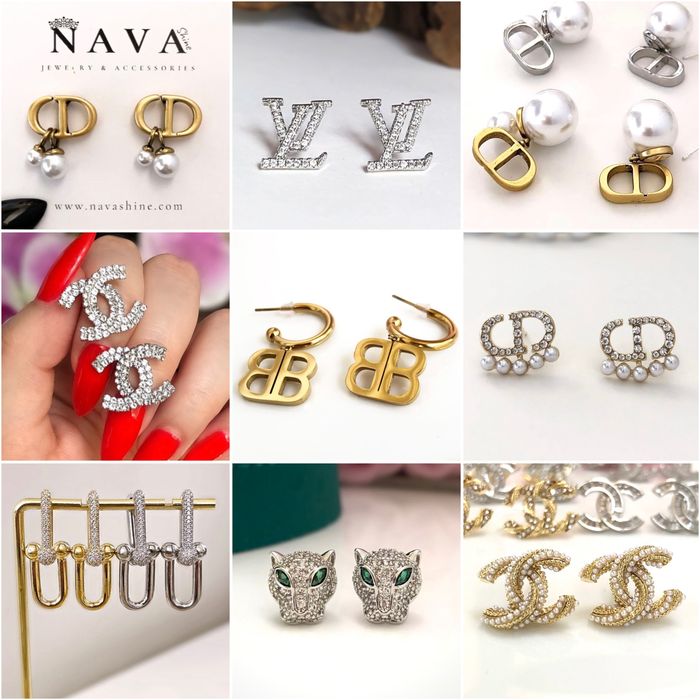 Обеци с камъни, перли / Висящи обици и халки Gucci, Dior, Cartier, LV