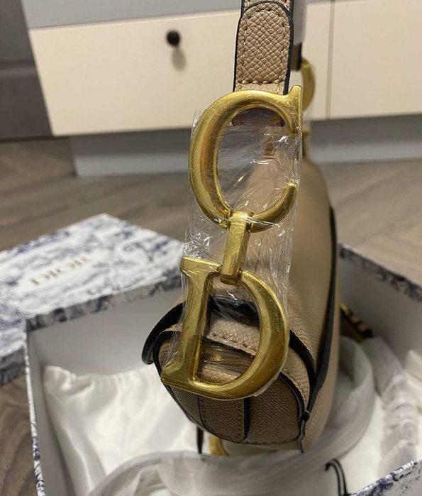 Geanta Dior Saddle Bej / Crem din Piele Naturală - nouă, în cutie