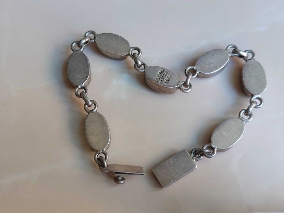 Bratara superba Taxco Mexic . Argint cu piatra Malahit