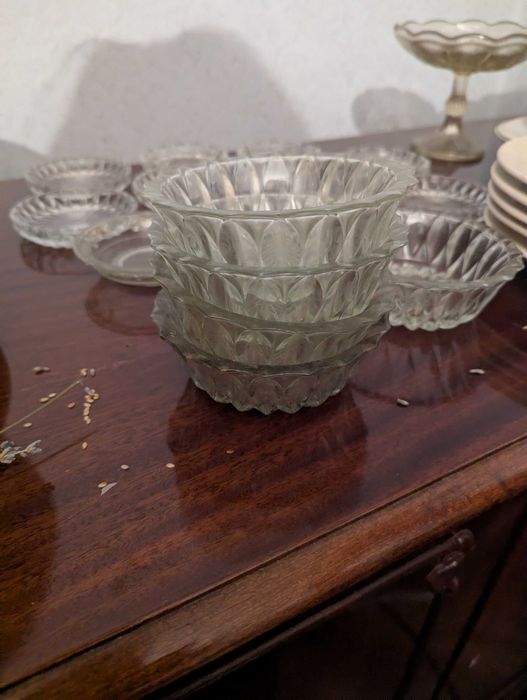 Set farfurii sticla groasa, Cristal, canute, pahare, farfurii dulceata