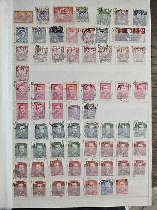 Colecție uriașă timbre Polonia: 35 pagini, ~1000 buc, serii complete + duplicate