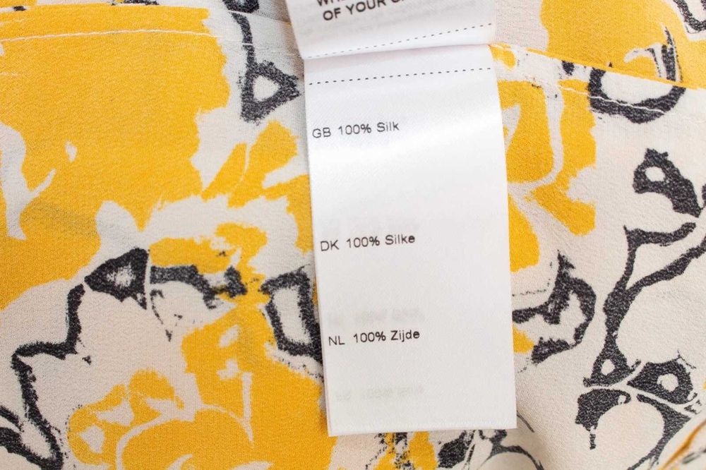 SAMSOE SAMSOE дамска копринена блуза жълта флорална М