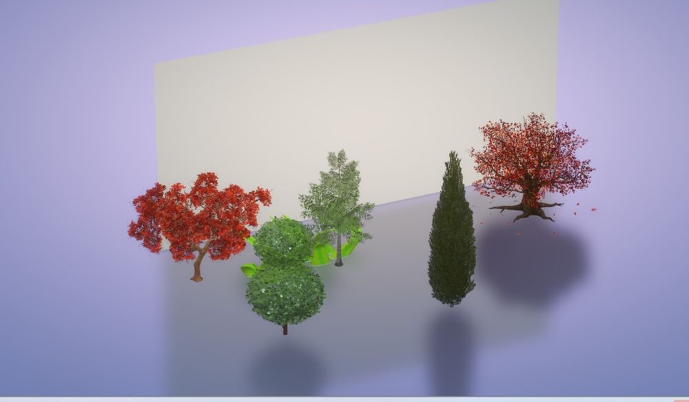 Gazon landshaft dizayni asosida archa mevali daraxtlar va gullar dekar