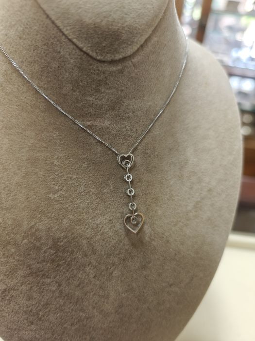 Lanț aur alb 18k 2.43gr cu diamante naturale 0.13ct (r)