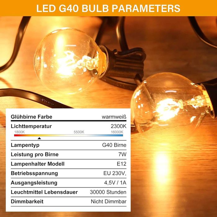 GPATIO 30 м външна гирляндова лампа , водоустойчива  с дистанционно