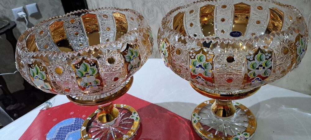 Чехословакия оргинал богема хруствль для фруктов 2 штук новый