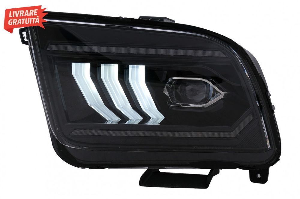Faruri Full LED Ford Mustang V Pre-Facelift (2005-2009) Negru cu Semna