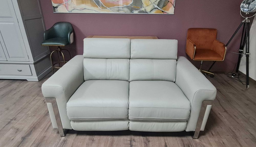 Сив кожен диван двойка "Moreno"