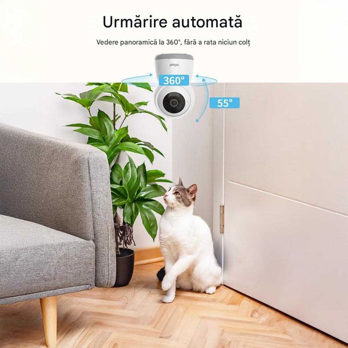 ieGeek Cameră de interior SC 1 Pro 5MP Ultra HD, conexiune Wi-Fi, Unghi de Vizualizare 360, Audio Bidirecțional, Viziune Nocturnă prin Infraroșu