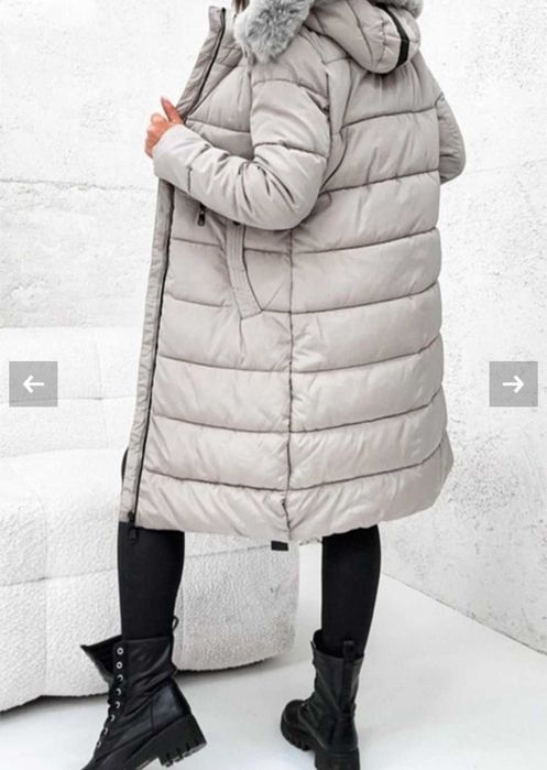 Дамско зимно яке, дълго кафяв цвят