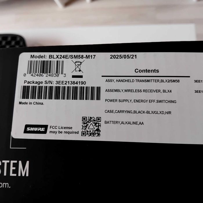 Продавам BLX24E  Shure sm 58
