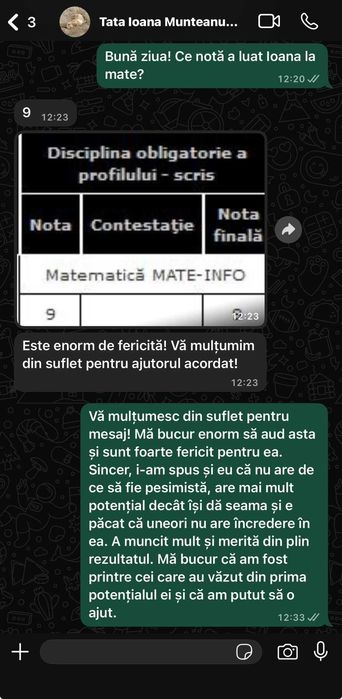 Meditații MATEMATICĂ Online-promovabilitate 100% garantat