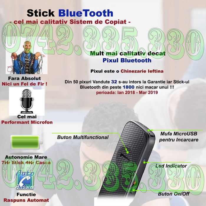 Casca Copiat japoneza cu STICK bluetooth sisteme casti de copiat