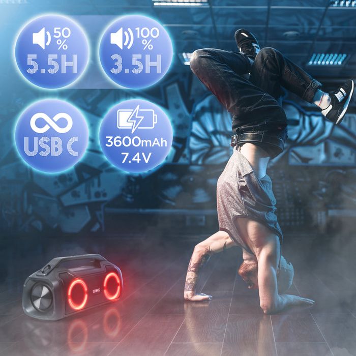 Duronic Boombox BX48, Bluetooth тонколона, IPX5 RGB