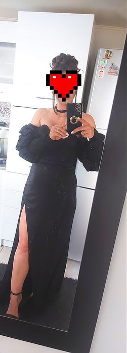 Rochie de seara neagra maneci detașabile marca Hellen Fashion