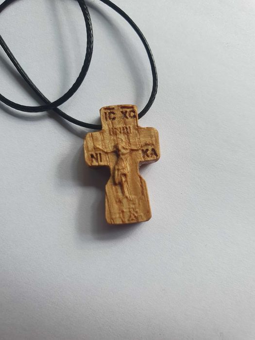 Vand cruciulite copii sculptate stejar, ortodoxe, finisaj ceara albine