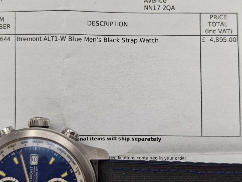 Bremont ALT1-WT World Timer FullBox Acte Factura 4895 Lire – Factura Ernest Jones UK