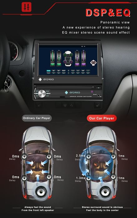 Navigatie Android 1DIN ecran 7'' retractabil universal